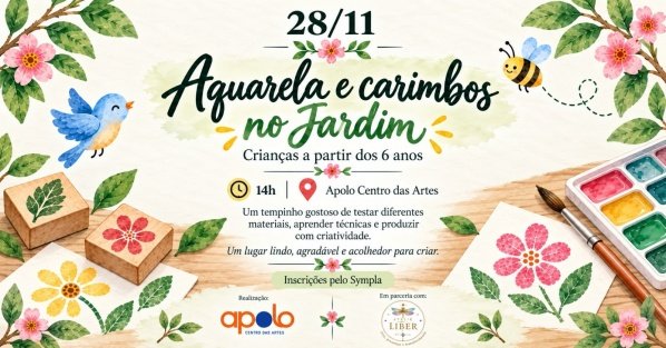 Imagem do evento Aquarela e Carimbos no Jardim: oficina para crianças