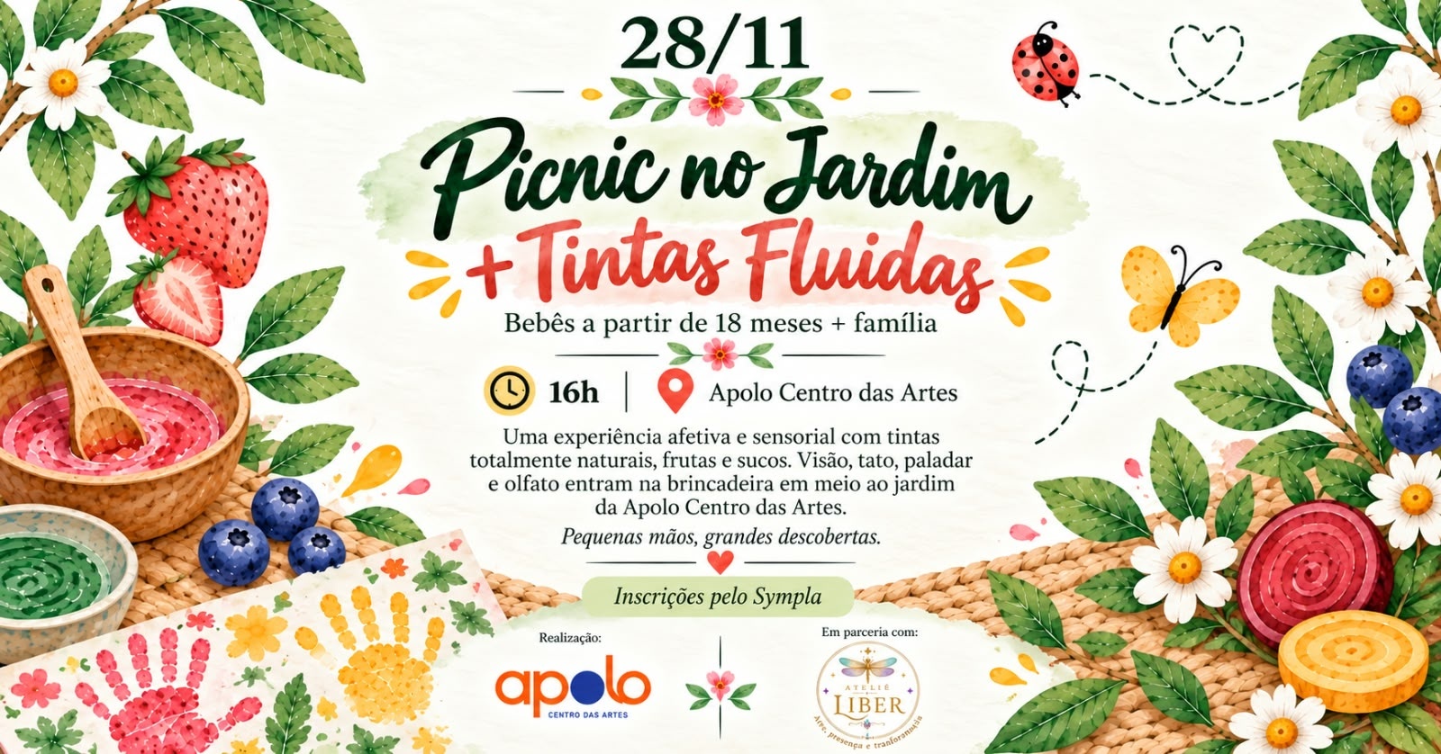 Picnic + Tintas: oficina para Bebês e Famílias