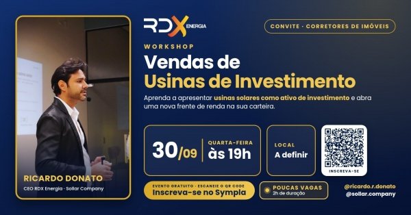 Imagem do evento Workshop: Vendas de Usinas de Investimento (para corretores de imóveis)