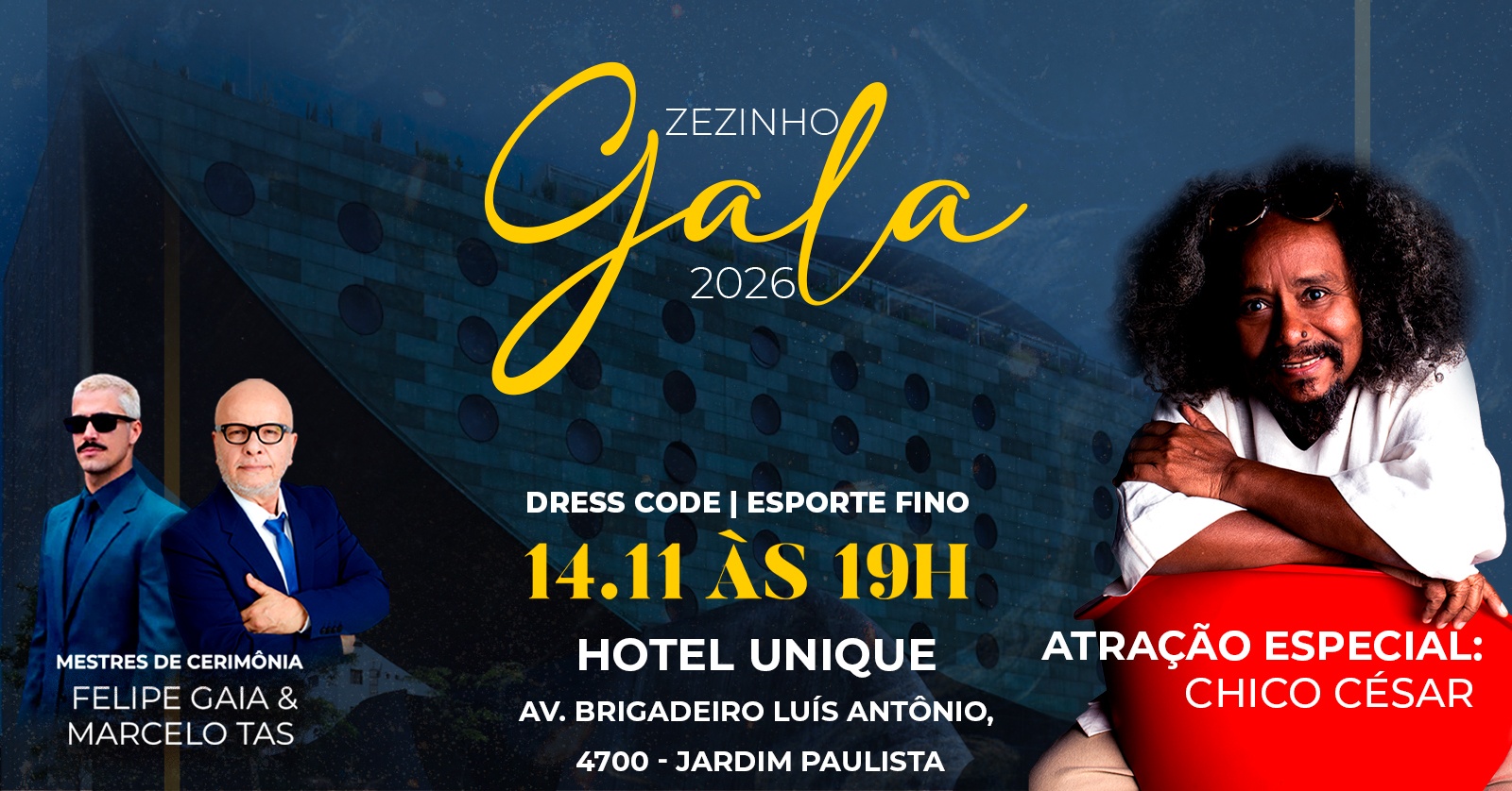 Imagem da fonte — Show Chico César - Jantar de Gala Beneficente da ONG Casa do Zezinho no Hotel Unique