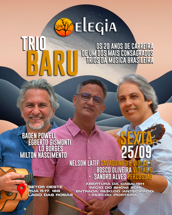 Imagem do evento Trio Baru - Elegia - 25/09 (Sexta)