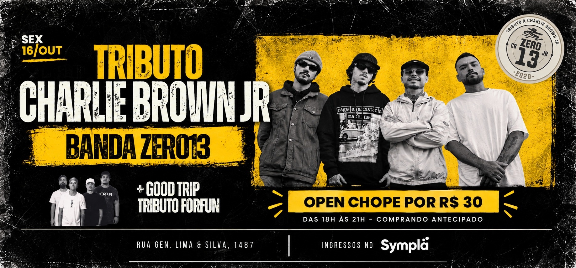 Tributo CBJR no Céu // 16 de Outubro // Banda Zero 13 + Banda Good Trip