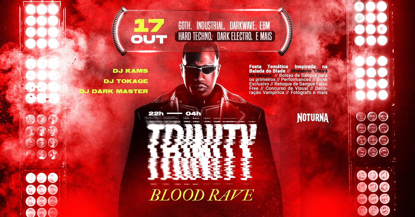 Capa do evento: Trinity Blood Rave | Vampiros, sangue e rave | Goth · Industrial · Hard Techno · Dark Wave · EBM