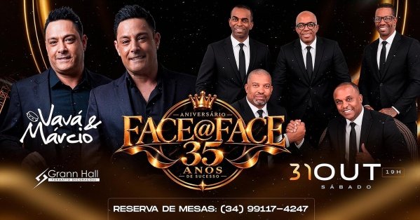 Imagem do evento ANIVERSÁRIO FACE A FACE 35 ANOS DE SUCESSO