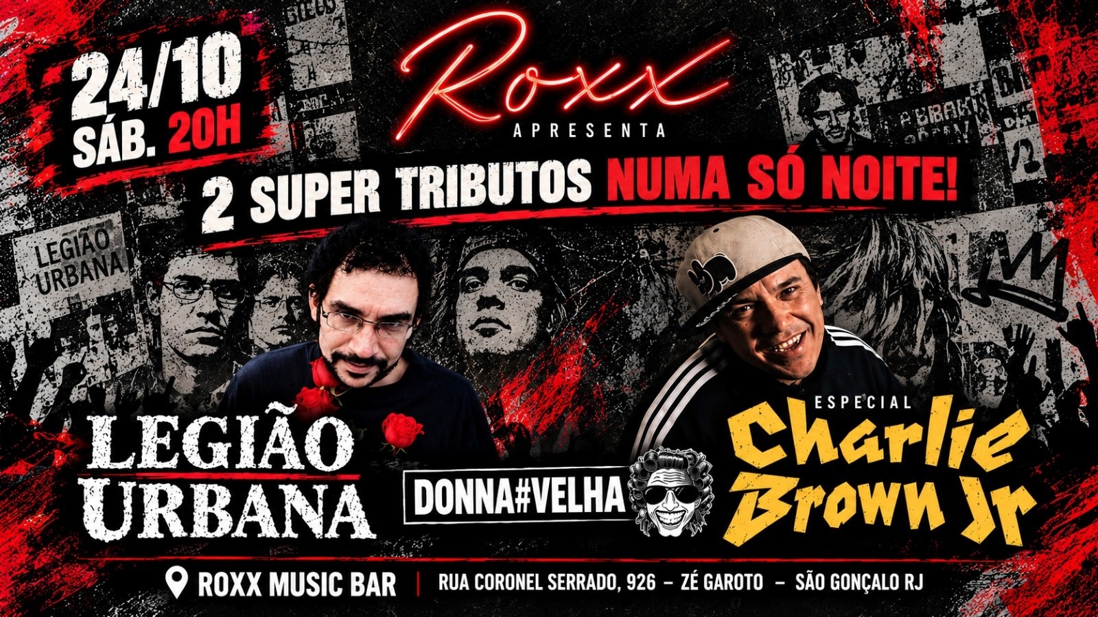 24/10 LEGIÃO URBANA X CHARLIE BROWN JR! BANDA DONNA VELHA! 2 SHOWS COMPLETOS! - São Gonçalo, RJ
