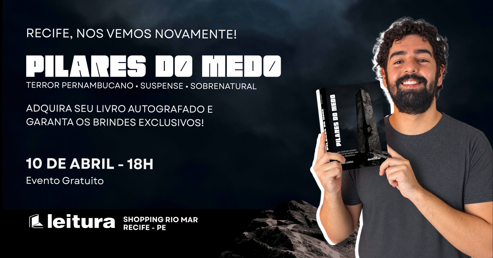 Imagem da fonte — Bate-papo e noite de autógrafos do livro "Pilares do Medo" na Livraria Leitura Rio Mar Recife