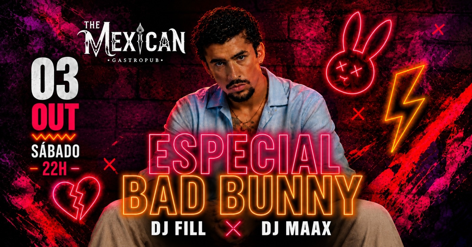 Source image — 22H SÁBADO no THE MEXICAN! ESPECIAL BAD BUNNY + Rodada Dupla