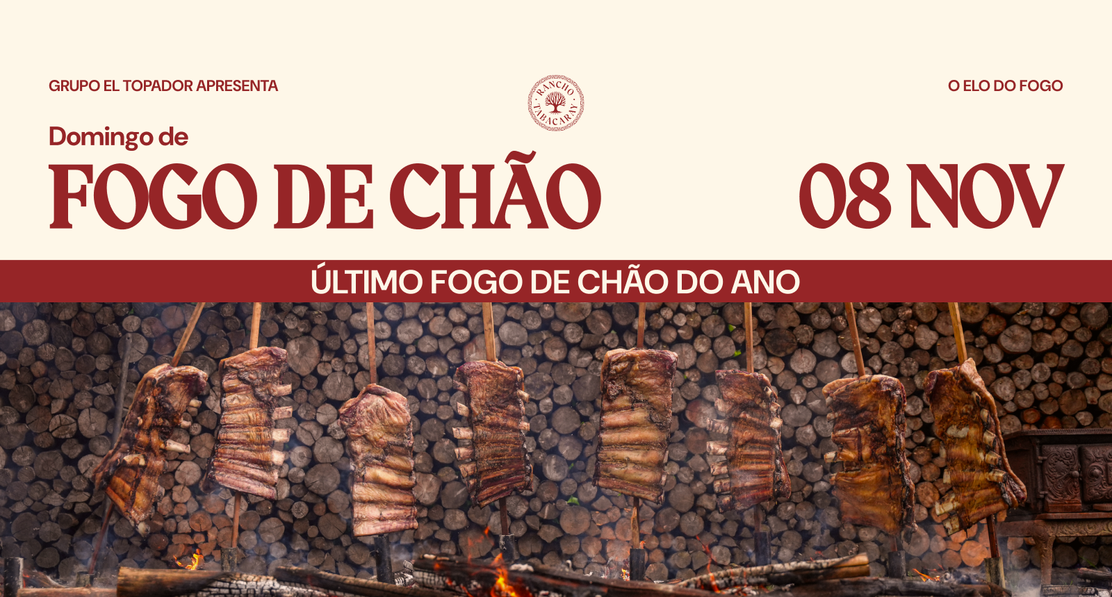 Imagem da fonte — Domingo de Fogo de Chão | 08 de Novembro | Rancho Tabacaray