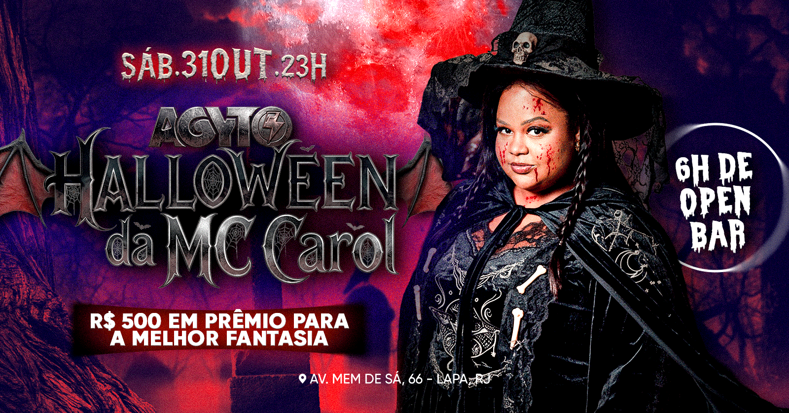 Halloween da MC CAROL | Show ao vivo,  Premiação em dinheiro | Open Bar - Rio de Janeiro, RJ