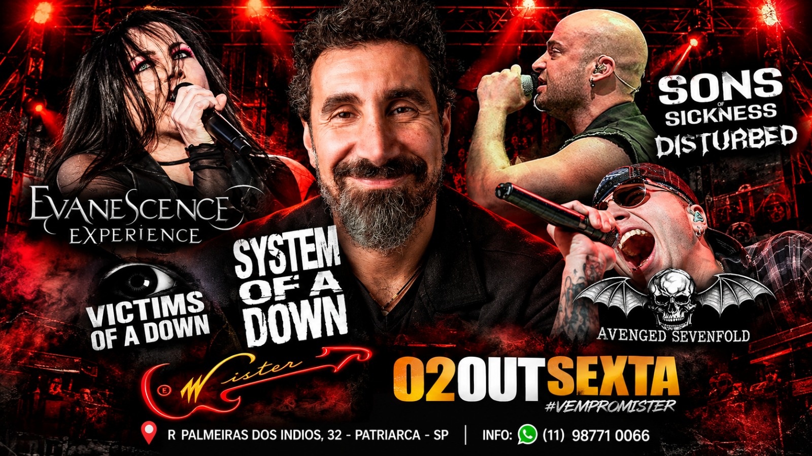 MISTER ROCK IN SAMPA | 02/10 - SEX | EVANESCENCE + SYSTEM OF A DOWN + DISTURBED + AVENGED SEVENFOLD