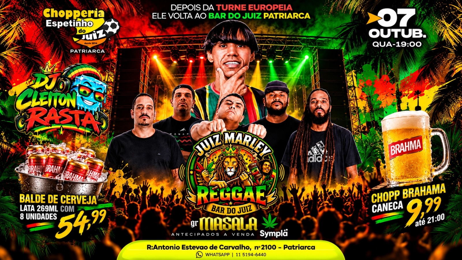 JUIZ MARLEY — REGGAE BAR DO JUIZ | PATRIARCA | DJ CLEITON RASTA | 07/10 - QUA