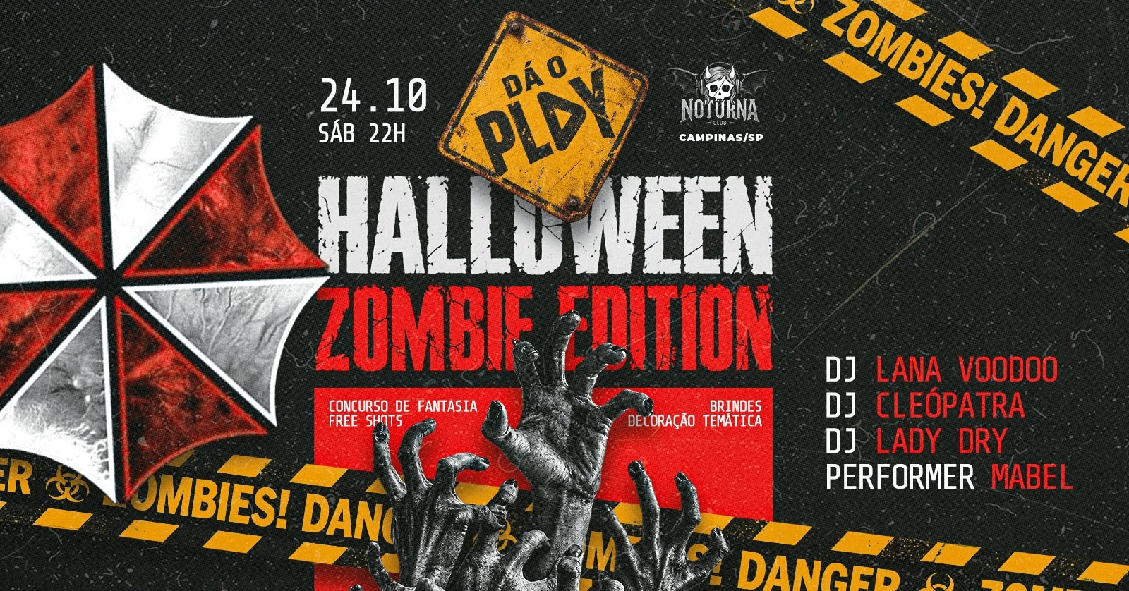 DÁ O PLAY! HALLOWEEN ZUMBI + Concurso de Fantasia + ROCK, GOTH, EMO, POP, HITS 2000 - Campinas, SP
