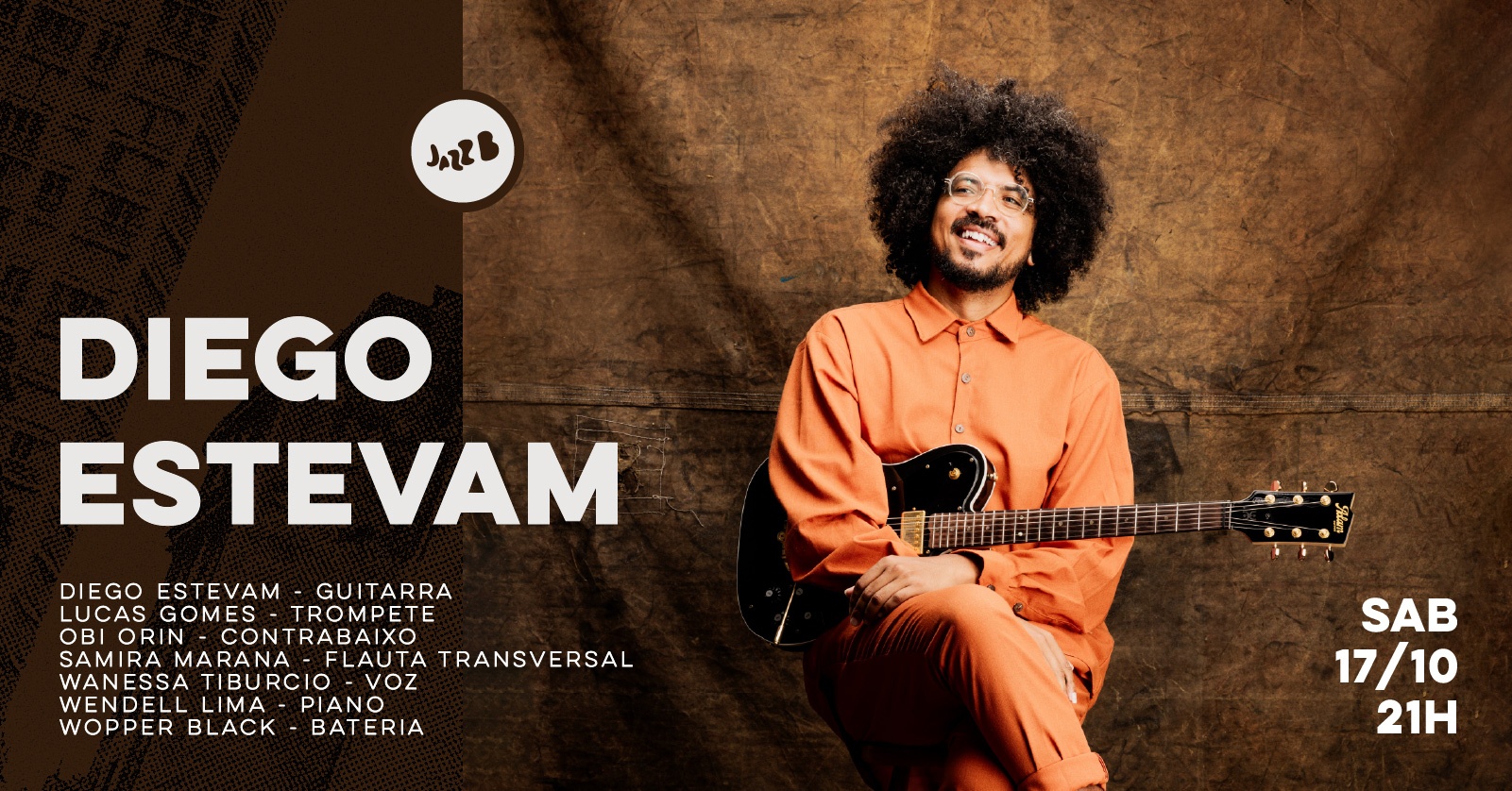 Imagen de la fuente — DIEGO ESTEVAM no JazzB (SÁBADO 17/OUT/26)