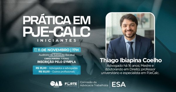 Imagem do evento PRÁTICA EM PJE-CALC INICIANTES