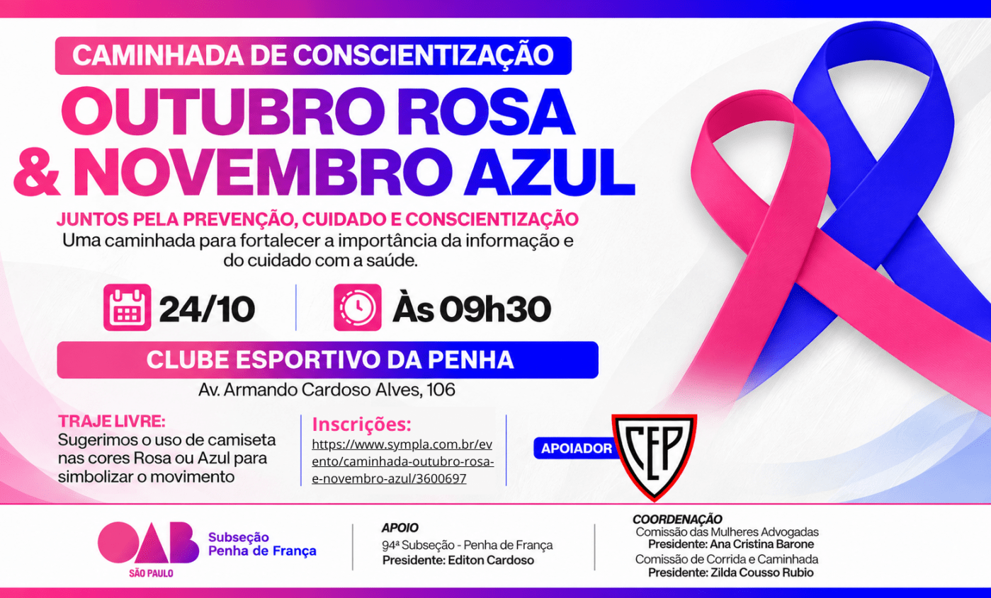 Imagem publicada pela fonte para Caminhada Outubro Rosa e Novembro Azul