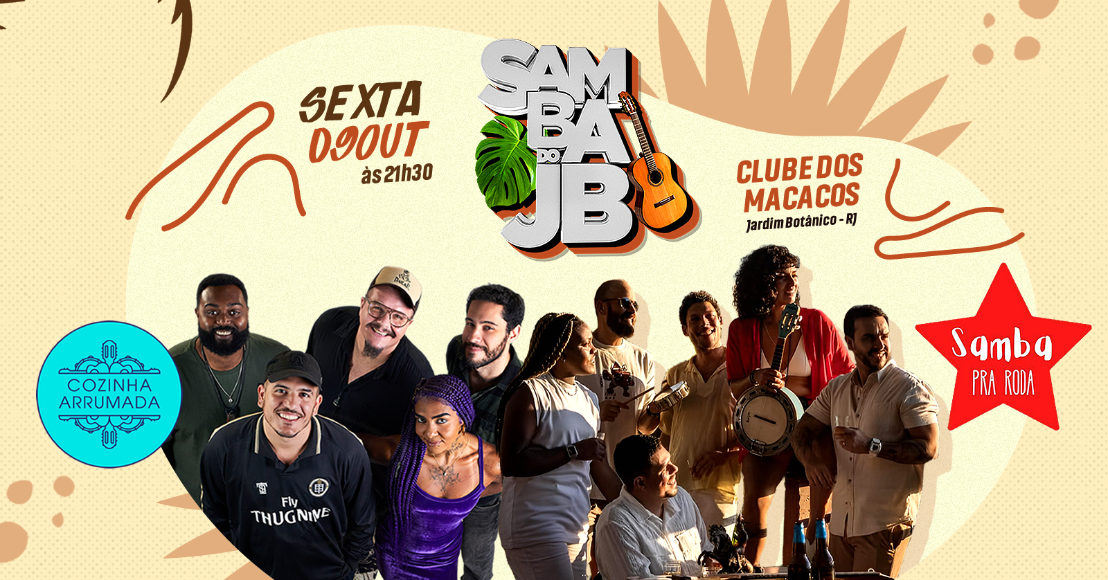 Imagem da fonte — Samba do JB | Cozinha Arrumada + Samba pra Roda + 1H Open Cerveja* @Jardim Botânico - Rio de Janeiro