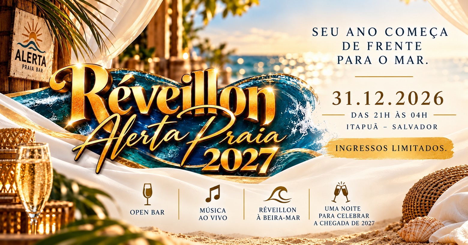 Flyer: RÉVEILLON ALERTA PRAIA 2027
