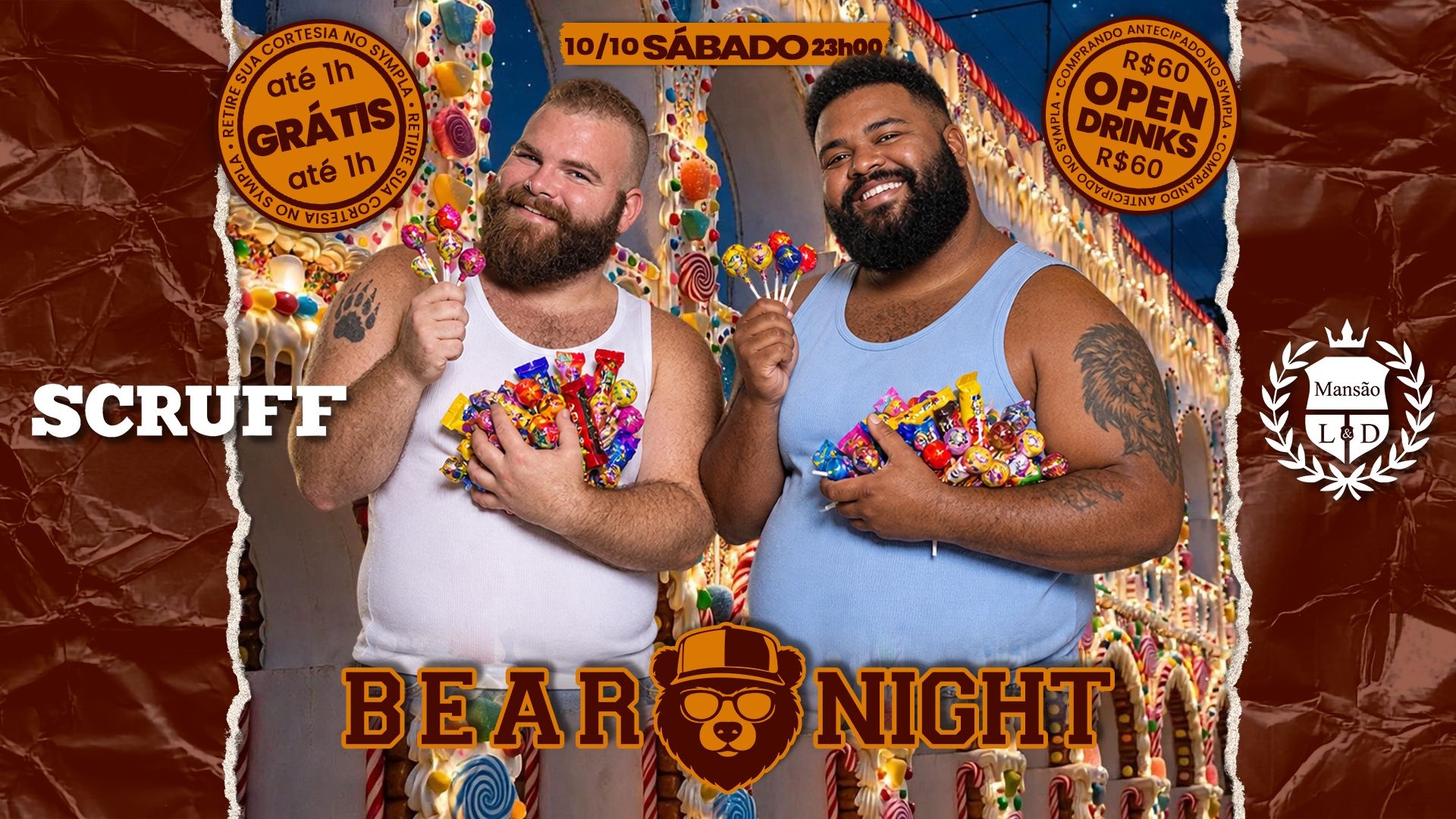 Imagem da fonte — BEAR NIGHT | 2 PISTAS (10/10) SÁBADO | MANSÃO L&D (LAPA) 23h