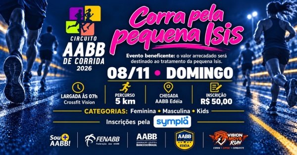 Imagem do evento Circuito AABB de Corrida Edéia 2026 - Corra pela Ísis