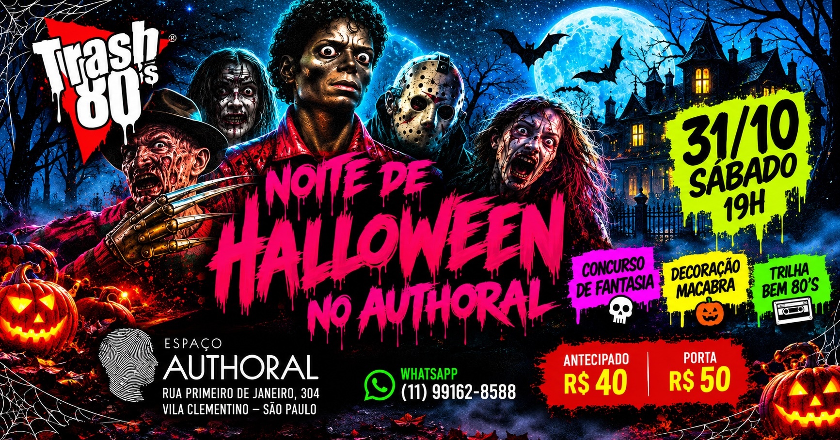 Noite de Halloween da Trash no Authoral - 31/10 19h - São Paulo, SP