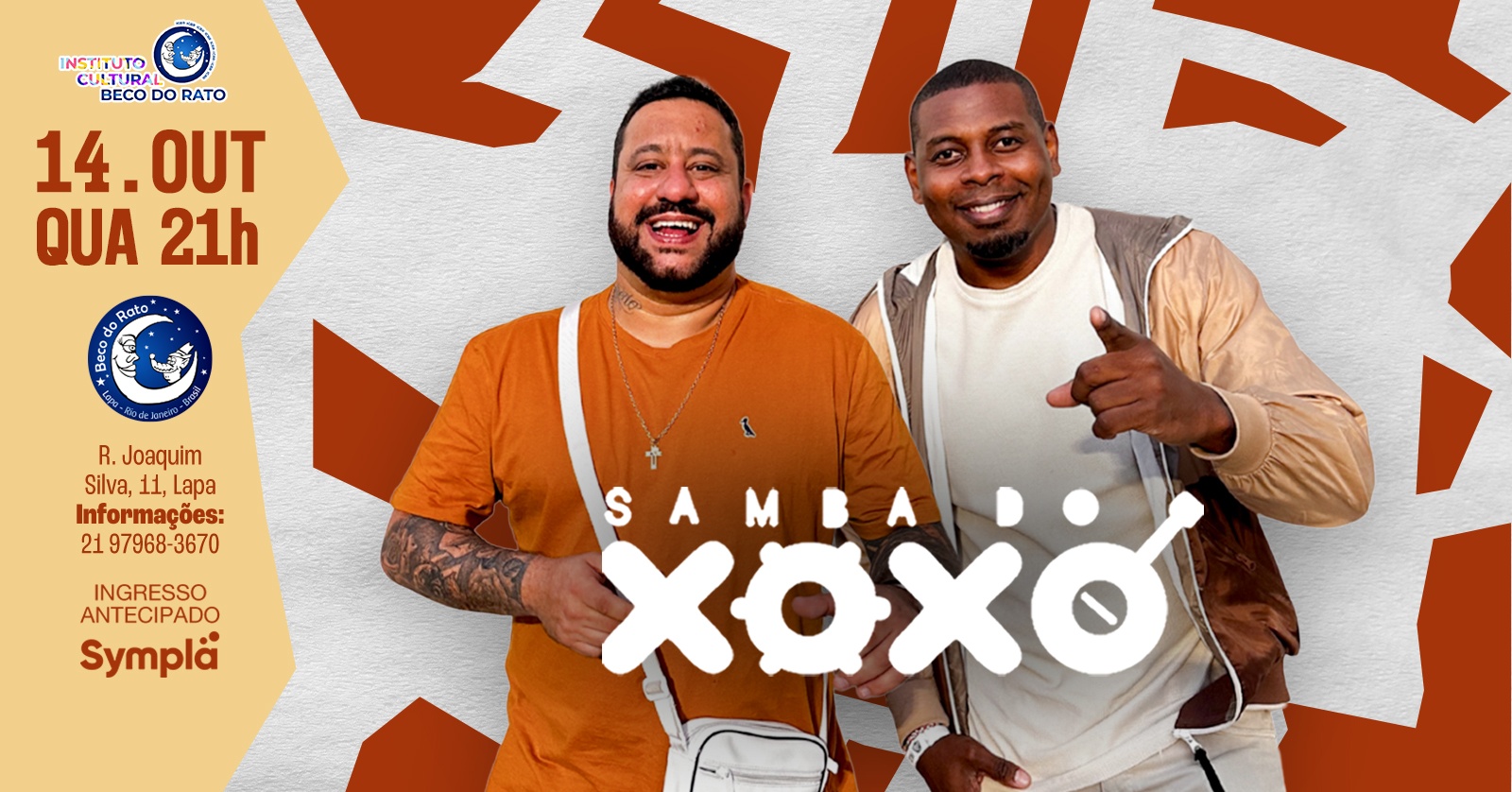 Imagem da fonte — SAMBA DO XOXÓ E CONVIDADOS BECO DO RATO 14/10 20H - QUARTA FEIRA