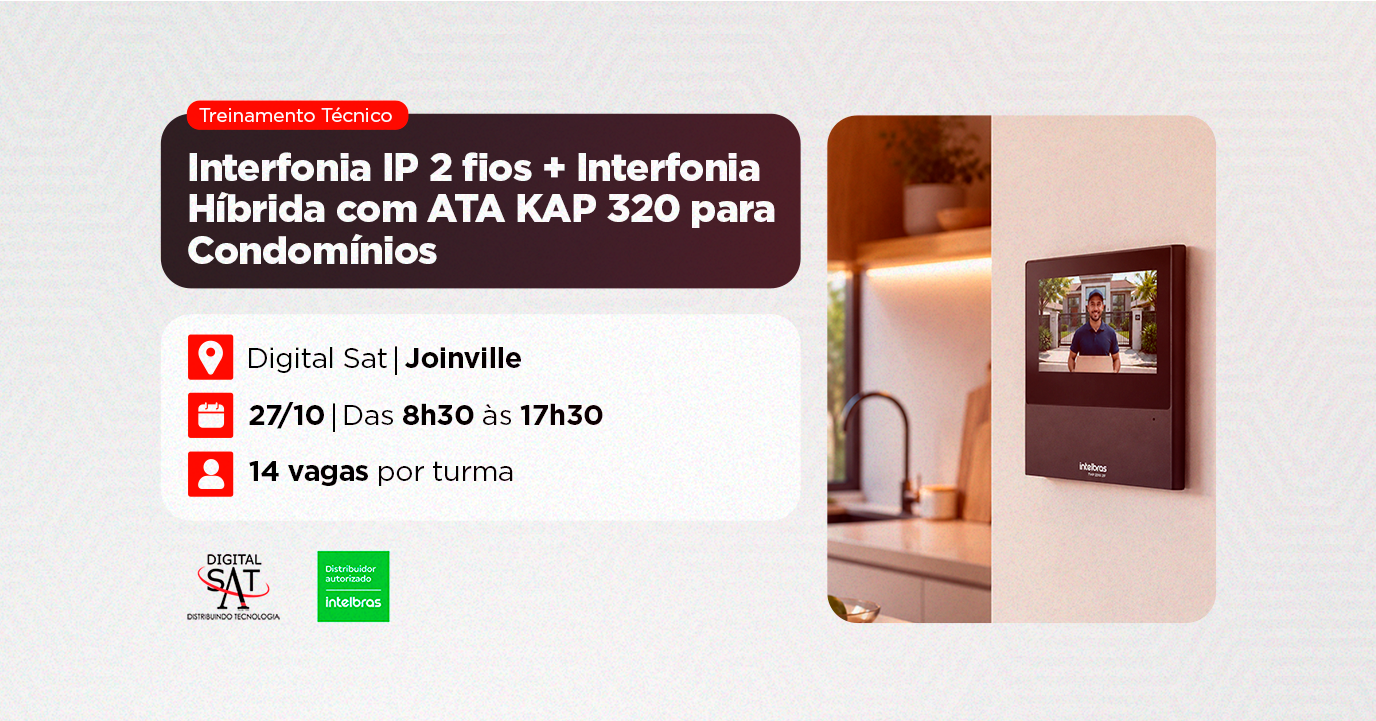 Treinamento 2 em 1 - Interfonia IP 2 fios + Híbrida com ATA KAP 320 para Condomínios | Joinville