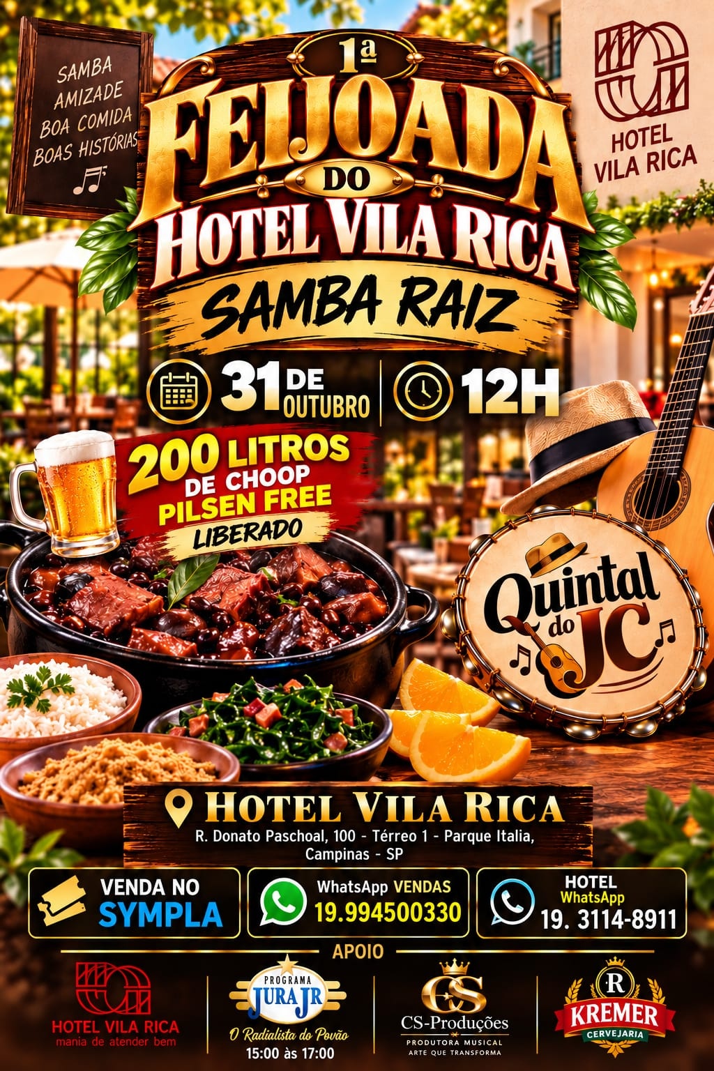 1ª FEIJOADA DO VILA RICA - QUINTAL DO JC - Campinas, SP