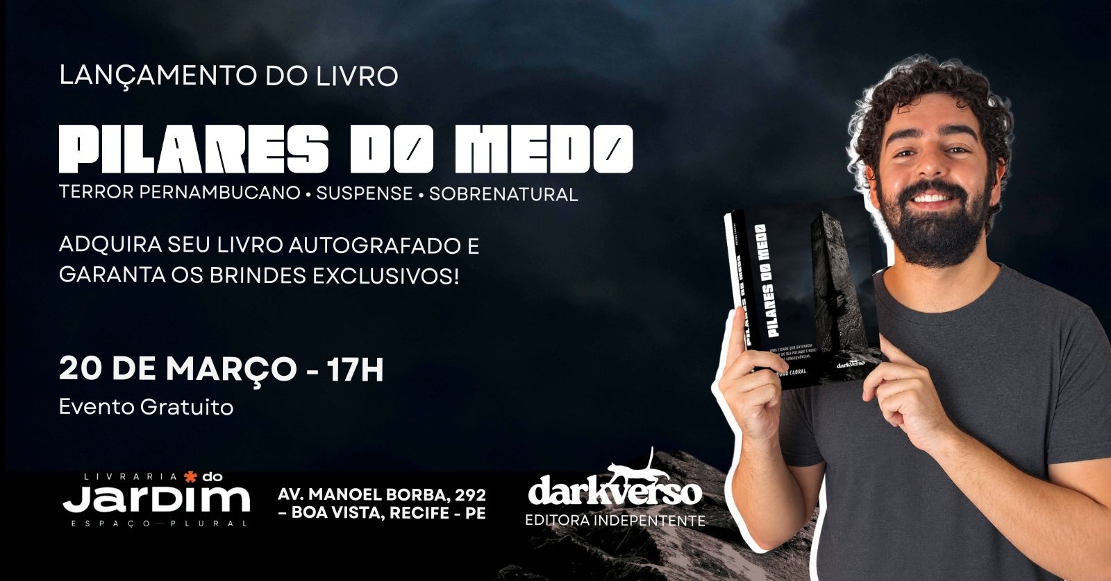 Imagem da fonte — Lançamento do livro "Pilares do Medo" na Livraria do Jardim
