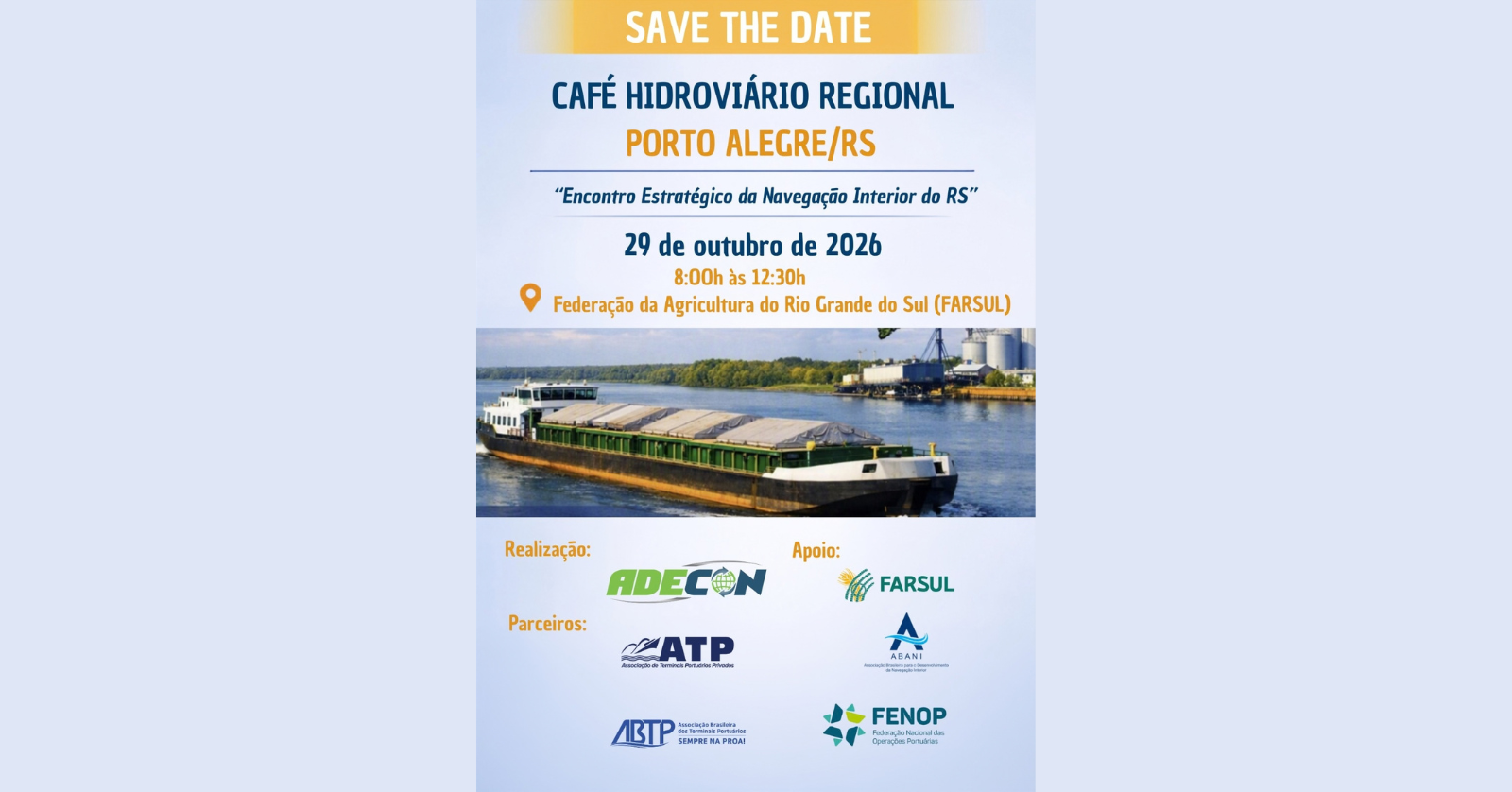 Imagem da fonte — Café Hidroviário Regional - Encontro Estratégico da Navegação Interior do RS