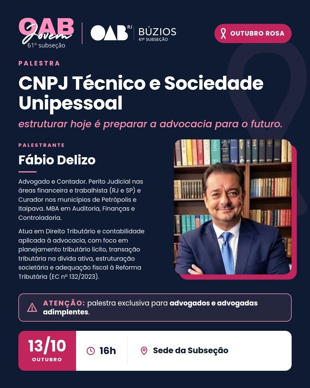 Imagem publicada pela fonte para Palestra: CNPJ Técnico e Sociedade Unipessoal
