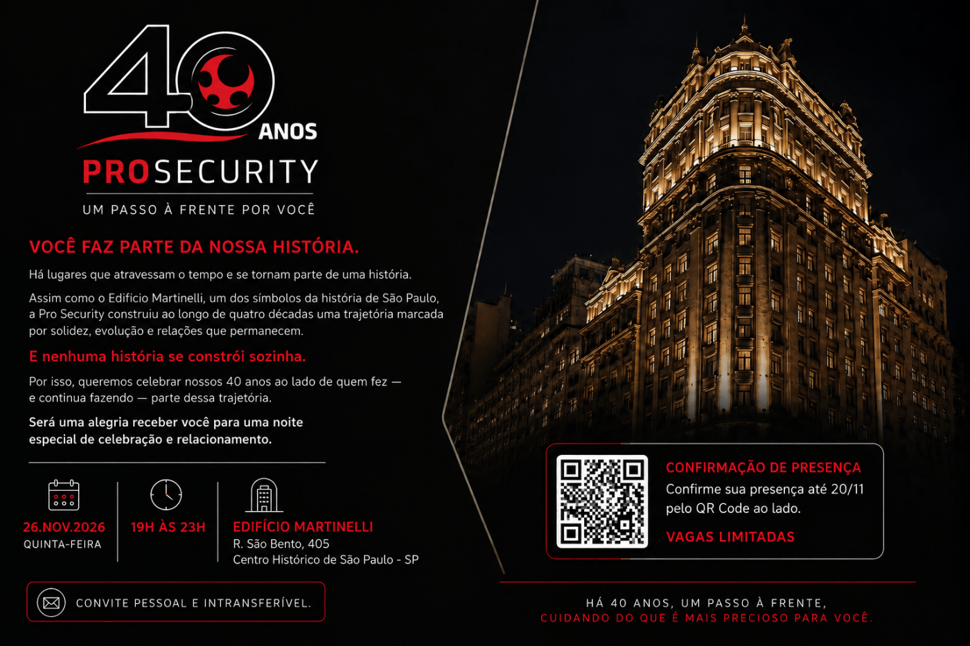 Imagem publicada pela fonte para 40 anos Pro Security