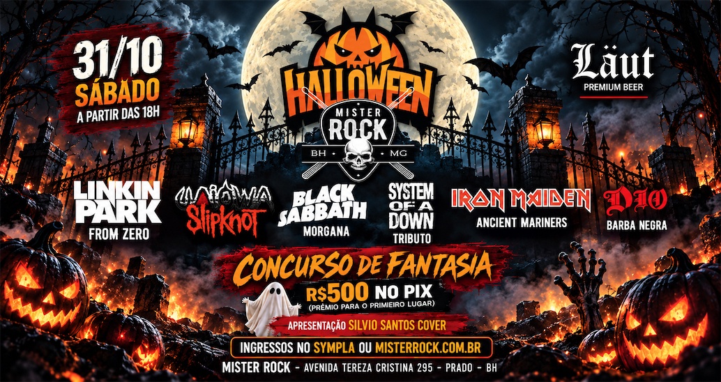 Imagem da fonte — 31/10 - Halloween Mister Rock: Concurso de Fantasia: Slipknot, Iron, Linkin Park, Black Sabbath
