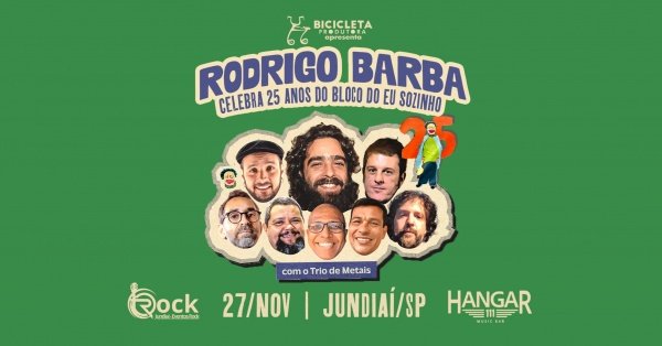 Imagem do evento Rodrigo Barba | 25 Anos do Bloco do Eu Sozinho em Jundiaí / SP