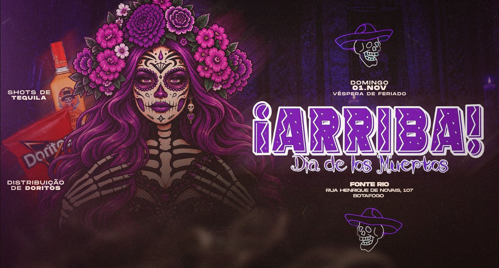 Imagem da fonte — ¡ARRIBA! DÍA DE LOS MUERTOS! SHOTS DE TEQUILA, DORITOS, HALLOWEEN | VÉSPERA DE FERIADO