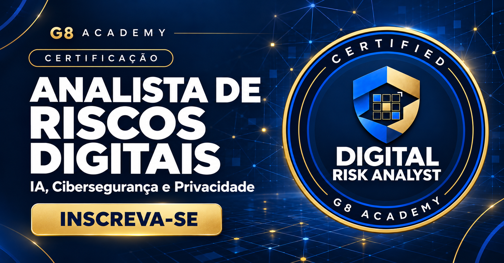 Capa de Certificação Analista de Riscos Digitais - IA, Cibersegurança e Privacidade