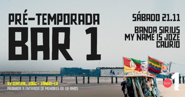 Imagem do evento BAR 1 - SÁBADO 21/11 - PRÉ TEMPORADA DE VERÃO