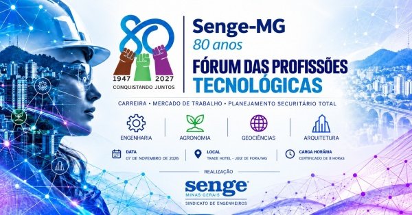 Imagem do evento Fórum da Engenharia, Agronomia, Geociências e Arquitetura - 80 anos do SENGE-MG