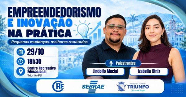 Imagem do evento EMPREENDEDORISMO E INOVAÇÃO NA PRÁTICA - Pequenas mudanças, melhores resultados