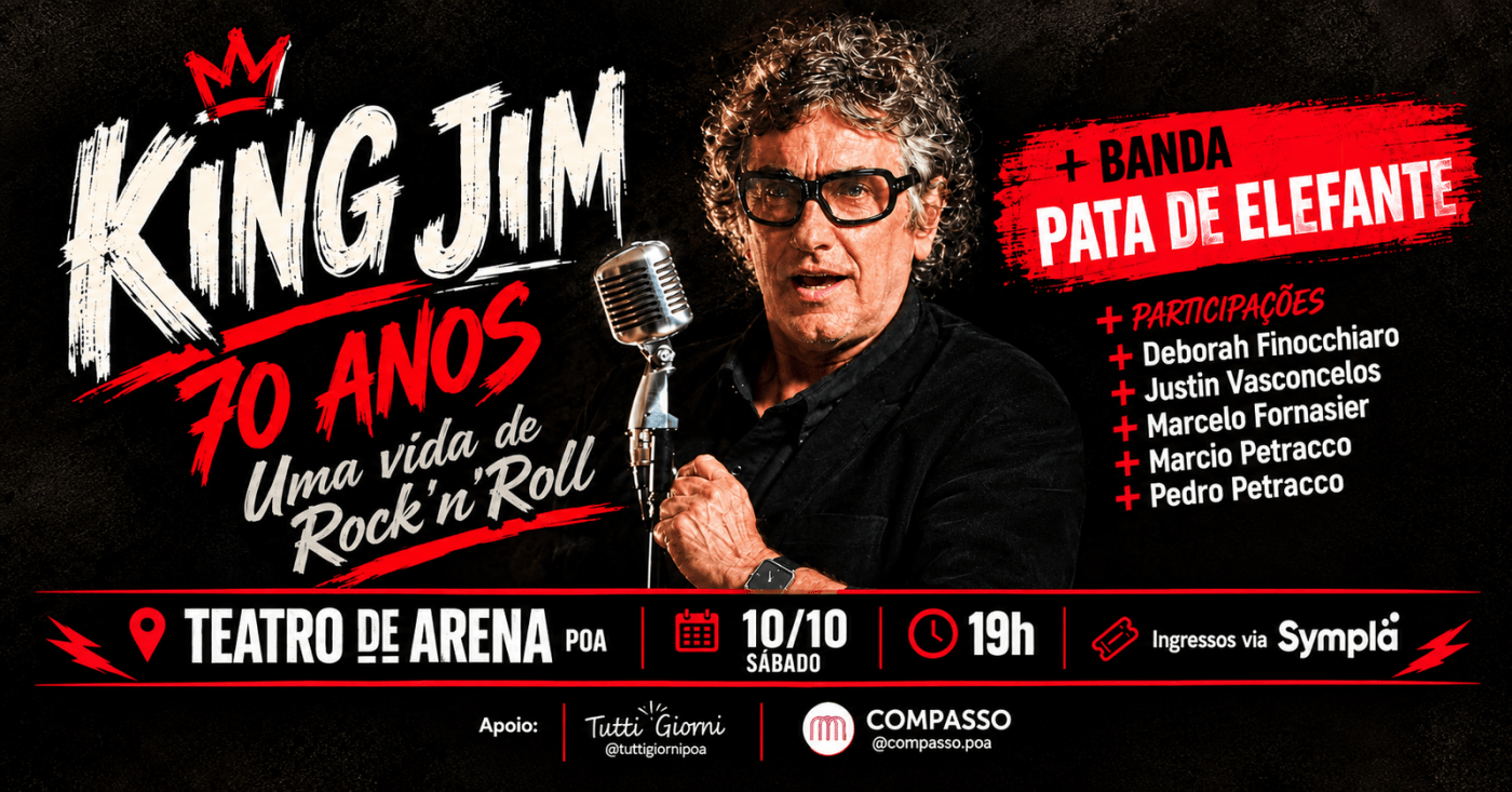 Source image — KING JIM 70 ANOS - Uma vida de Rock'n'roll + Banda Pata de Elefante
