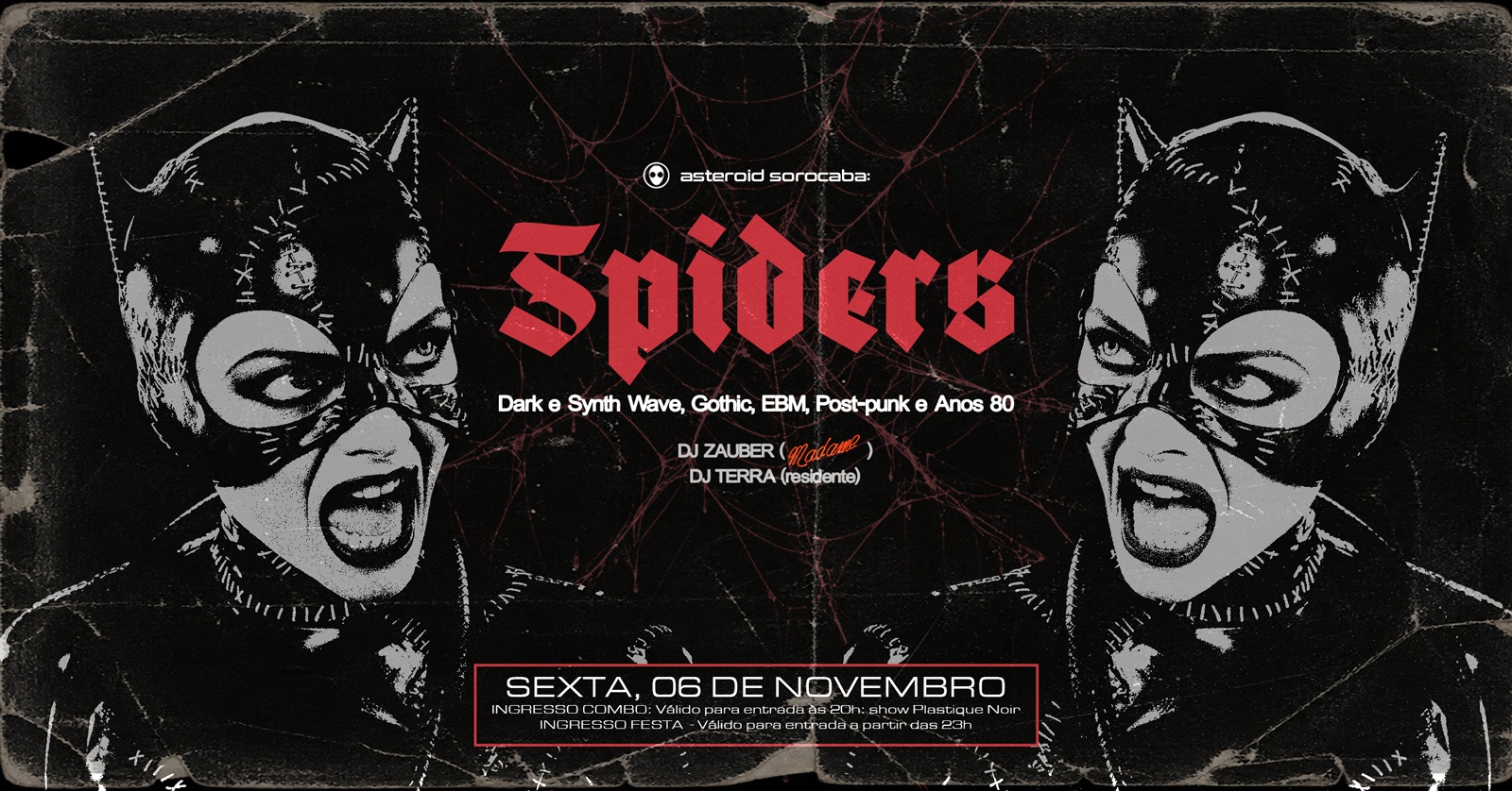 [festa] 23h: SPIDERS - dark e synth wave, gothic, EBM, post-punk e anos 80 - Sorocaba, SP