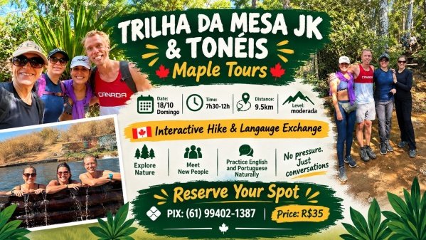 Imagem do evento Maple Tours: Trilha da Mesa JK & Toneis | Hike & Language Exchange
