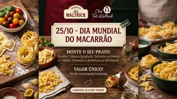 Imagem do evento DIA MUNDIAL DO MACARRÃO  MASSASWALTRICK - 25/10/26 - PRIMEIRA EDIÇÃO