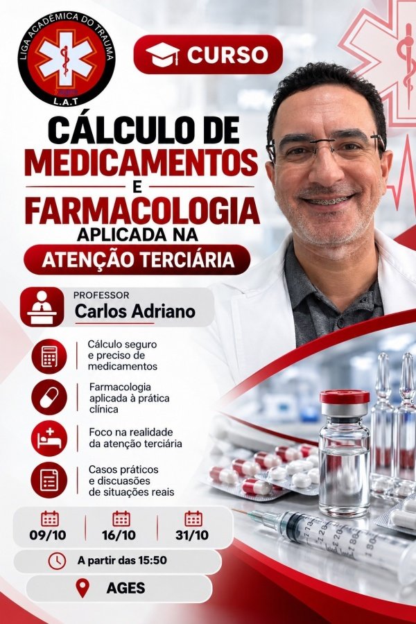 Imagem do evento Cálculo de medicamentos e farmacologia aplicada na atenção terciária