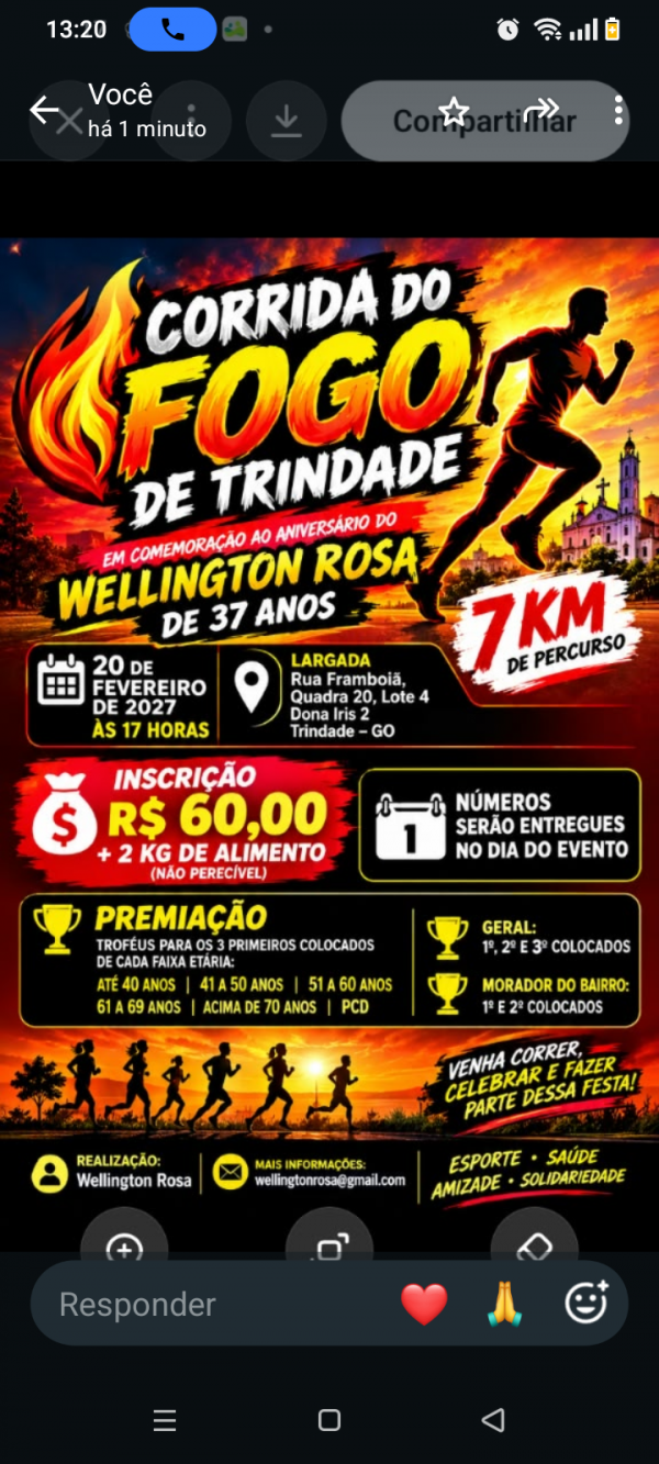 Imagem do evento Corrida do fogo aniversário wellington 37ano