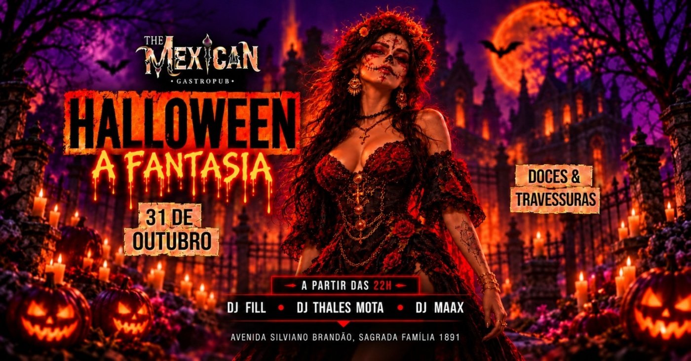 Bild der Quelle — 31/OUT/SAB| HALLOWEEN A FANTASIA & DIA DE LOS MUERTOS | THE MEXICAN c/ DJs Latinos