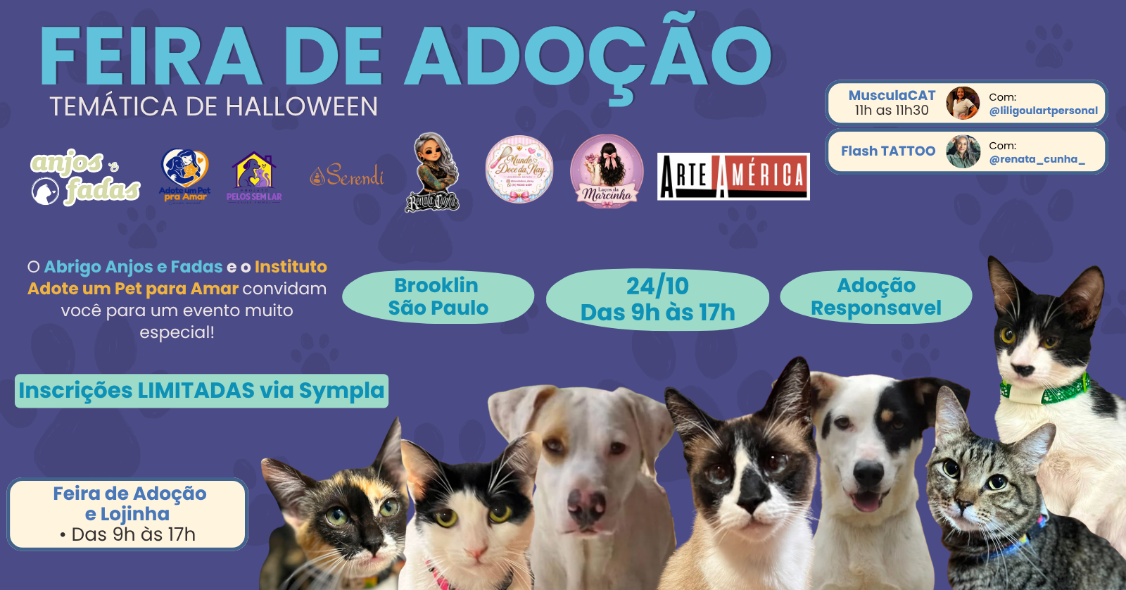 FEIRA DE ADOÇÃO (TEMÁTICA DE HALLOWEEN) + MUSCULACAT + FLASH TATTOO - São Paulo, SP