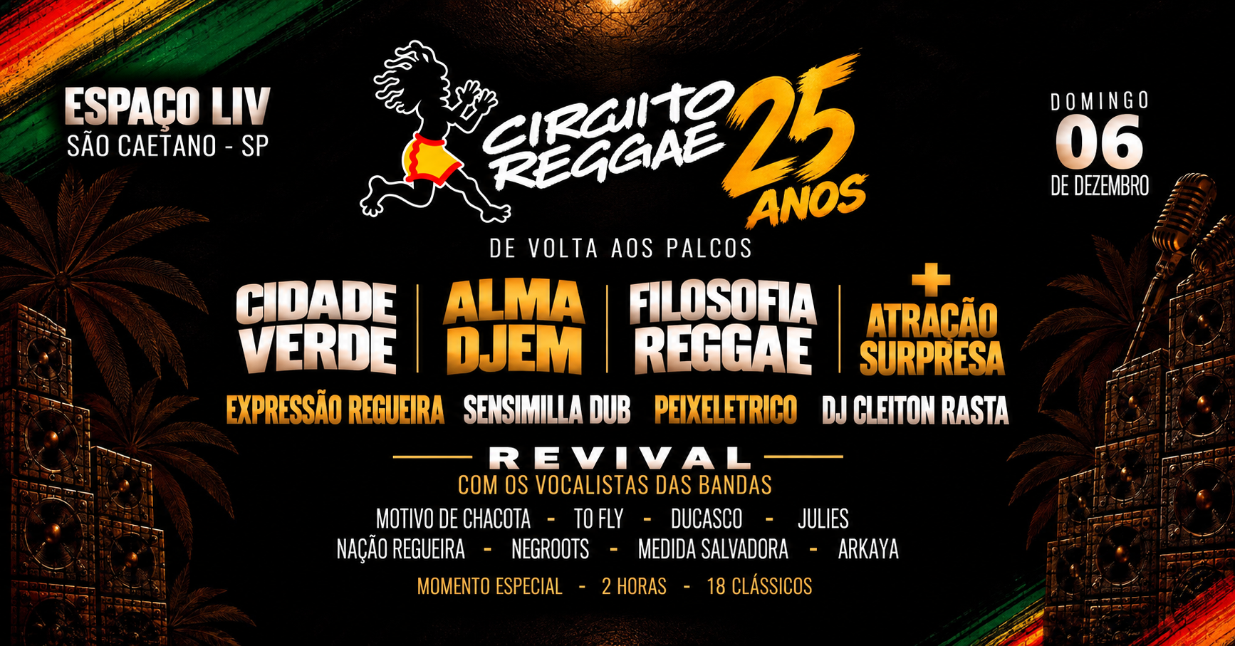 CIRCUITO REGGAE 25 ANOS  - DE VOLTA AOS PALCOS EM SÃO CAETANO DO SUL - São Caetano do Sul, SP