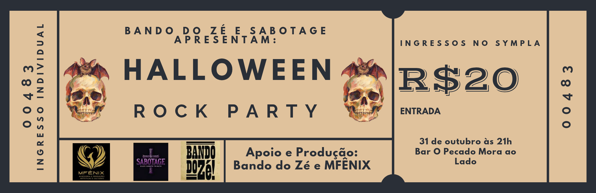 Halloween Rock Party Bando do Zé e Sabotage - Rio de Janeiro, RJ