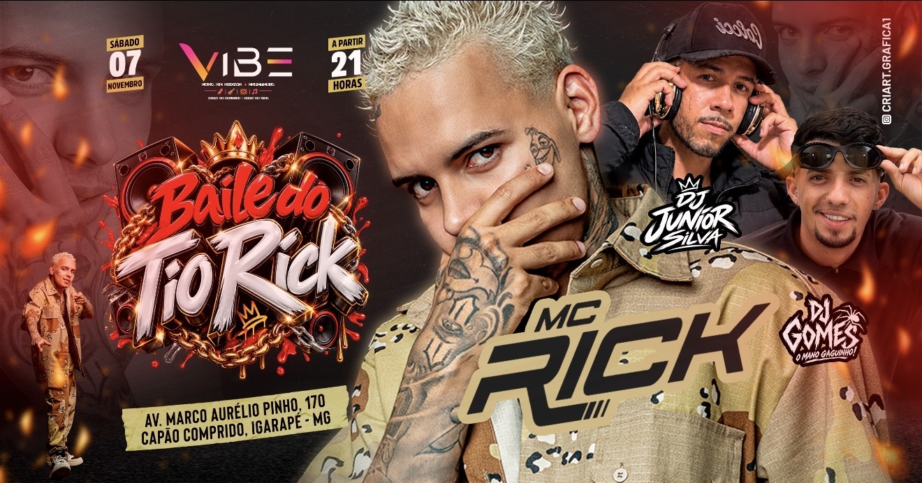 07/11 MC RICK + DJ GOMES + DJ JUNIOR SILVA - VIBE CASA DE SHOW - SÁBADO NA VIBE
