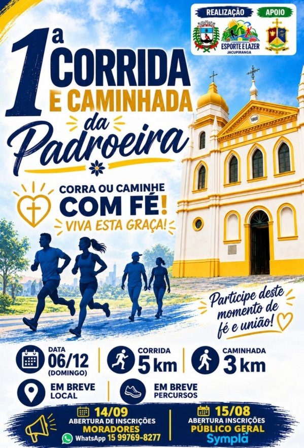 Imagem do evento 1ª CORRIDA E CAMINHADA DA PADROEIRA - JACUPIRANGA SP